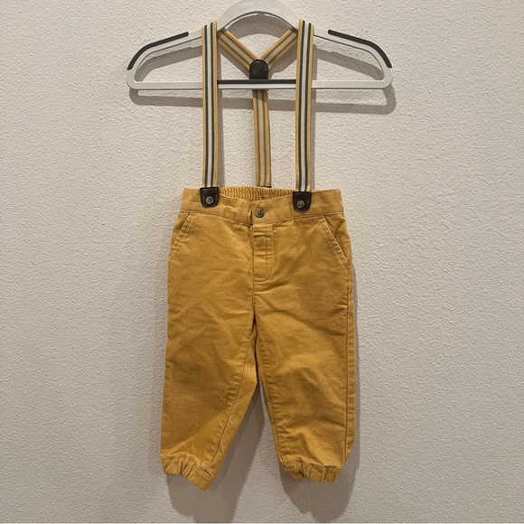 Janie and Jack baby corduroy suspender pants color rattan 12-18 months preppy - Picture 2 of 5